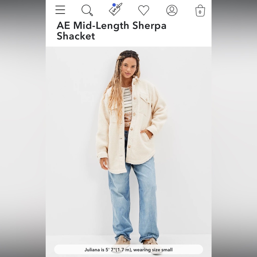 American Eagle Mid-Length Sherpa Jacket XS